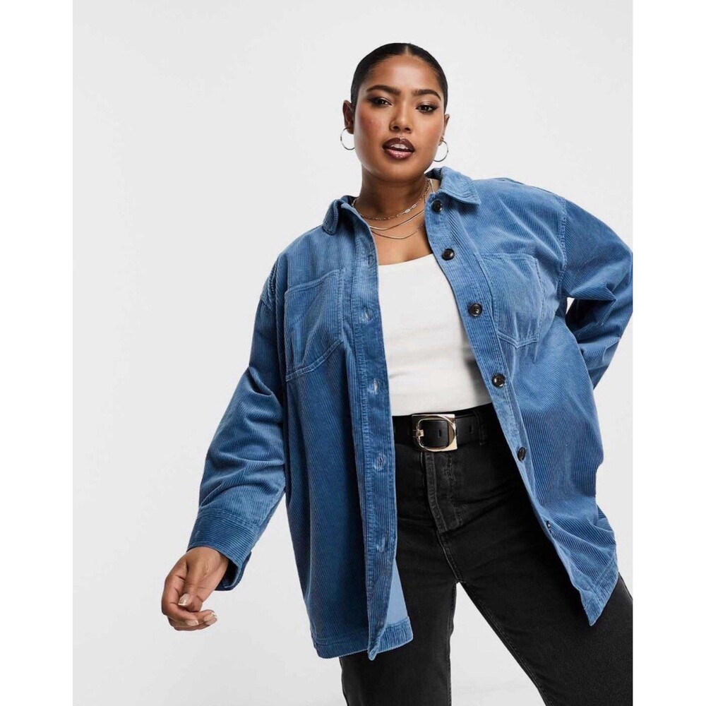 Madewell Blue Corduroy Kentwood Oversized Shirt-Jacket Sz M 100% Cotton